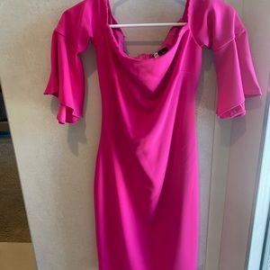 Laundry by Shelli argali Hot Pink off the shoulder flutter sleeve midi dress
